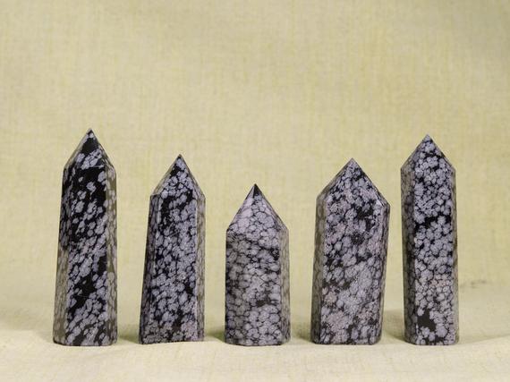 Snowflake Obsidian Tower Polished Stone Point Natural Gemstone Tower/jewelry Making/miners Specimen/size Approx: 60~100 Mm