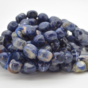 Shop Sodalite Chip & Nugget Beads! Natural Sodalite Semi-precious Gemstone Large Nugget Tumblestone Beads – 10mm – 12mm – 15" strand | Natural genuine chip Sodalite beads for beading and jewelry making.  #jewelry #beads #beadedjewelry #diyjewelry #jewelrymaking #beadstore #beading #affiliate #ad