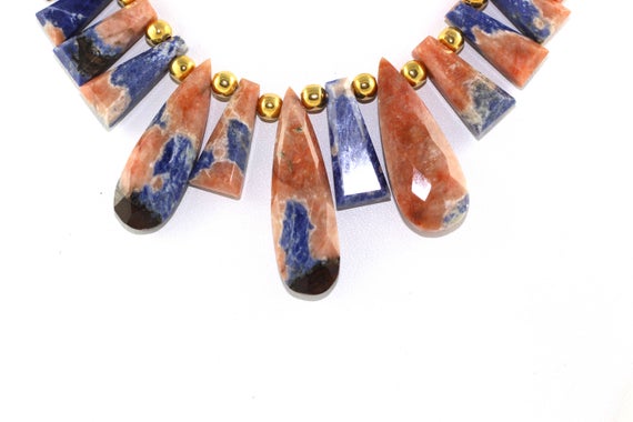 Natural Sodalite Flat Faceted Pear And Triangle Shape Beads Sodalite Stone Natural Stone Sodalite Necklace Blue Sodalite Beads Blue Color