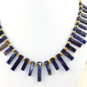 Shop Sodalite Necklaces! Natural Sodalite Rectangle Shape Beads Sodalite Stone Blue Color Natural Stone Faceted Necklace Sodalite Stone Blue Sodalite Beads (26 Pcs) | Natural genuine Sodalite necklaces. Buy crystal jewelry, handmade handcrafted artisan jewelry for women.  Unique handmade gift ideas. #jewelry #beadednecklaces #beadedjewelry #gift #shopping #handmadejewelry #fashion #style #product #necklaces #affiliate #ad