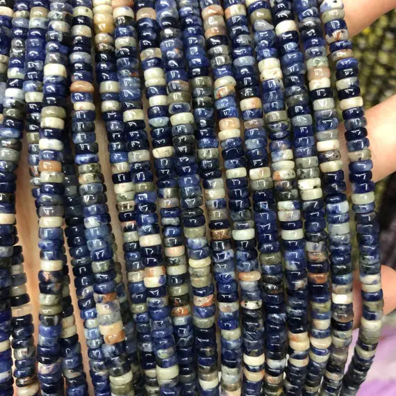2x4mm Sodalite Stone Beads, Natural Gemstone Beads, Rondelle Stone Beads For Jewelry Making