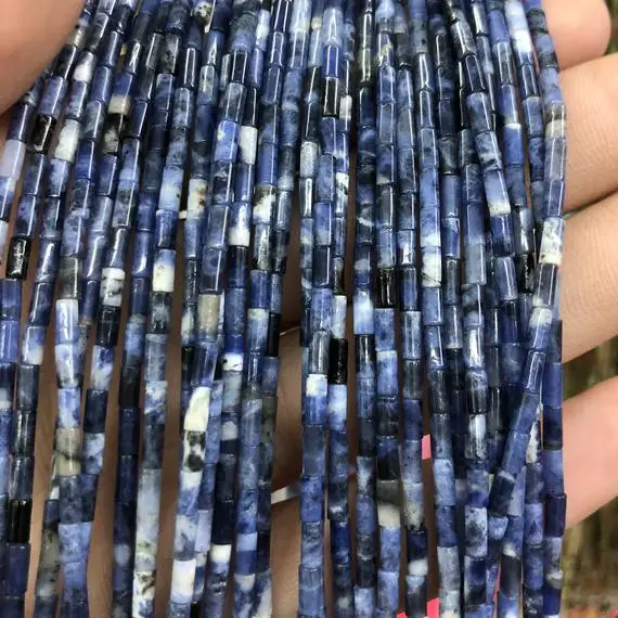 2x4mm Sodalite Tube Beads, Natural Gemstone Beads, Spacer Stone Beads For Jewelry Making 15''