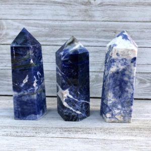 Large Sodalite Crystal Tower | Natural genuine stones & crystals in various shapes & sizes. Buy raw cut, tumbled, or polished gemstones for making jewelry or crystal healing energy vibration raising reiki stones. #crystals #gemstones #crystalhealing #crystalsandgemstones #energyhealing #affiliate #ad