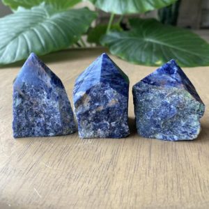 Shop Sodalite Points & Wands! One sodalite point | Natural genuine stones & crystals in various shapes & sizes. Buy raw cut, tumbled, or polished gemstones for making jewelry or crystal healing energy vibration raising reiki stones. #crystals #gemstones #crystalhealing #crystalsandgemstones #energyhealing #affiliate #ad