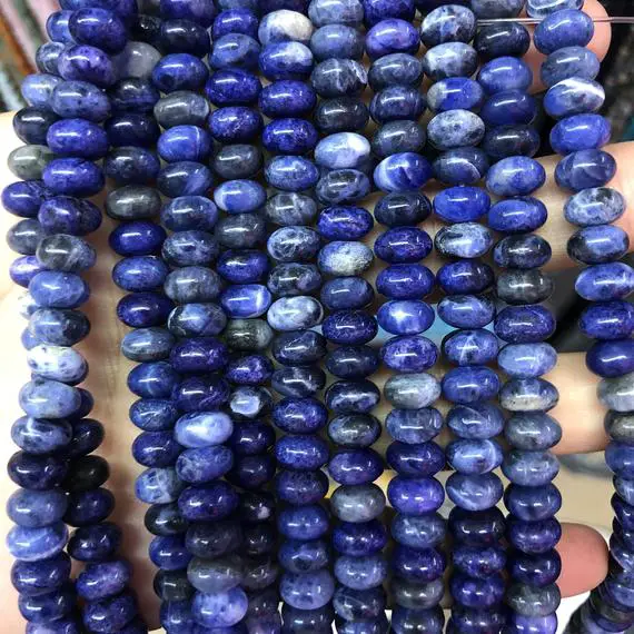 Sodalite Rondelle Beads, Natural Gemstone Beads, Blue Stone Beads For Jewelry Making 5x8mm