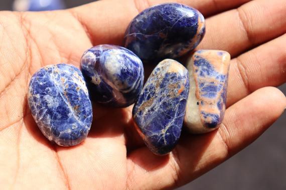 A+ Grade 5/8" - 1"sodalite Stone  Sunset Sodalite Healing Crystals And Stones - Sodalite Tumbled Stones  Crystals And Minerals  Reiki Stones