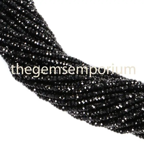 Black Spinel Faceted Rondelle Beads, Black Spinel Faceted Beads, Black Spinel Rondelle Beads, Black Spinel Beads, Black Spinel (2-2.25mm)