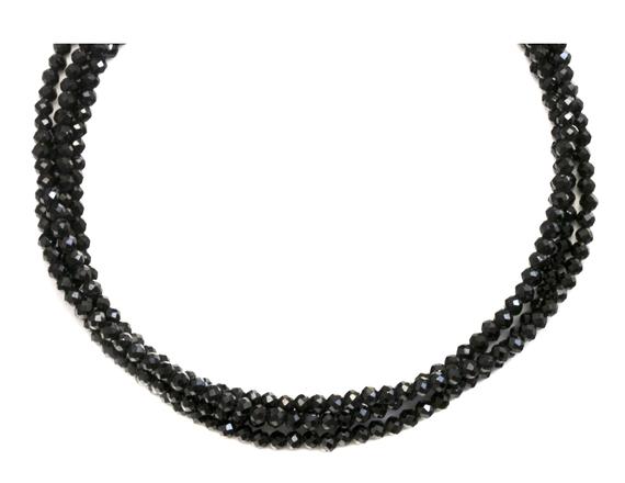 Black Spinel Necklace 14k Gold Filled  3mm 18 Inch 4 Strands Faceted Aaa Solid Beaded Natural Faceted Classic Simple Super Sparkly