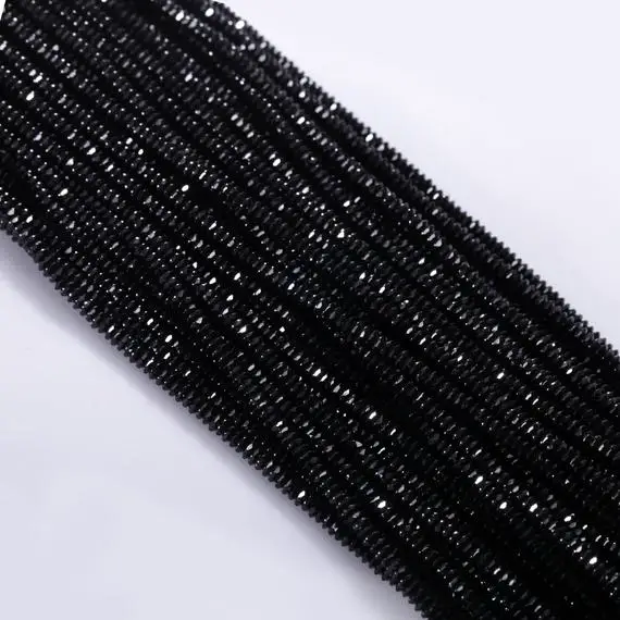 Natural Black Spinel Beads, German Cut Spinel Gemstone Beads, Disc Shape Loose Beads For Jewelry Making,black Gemstone For Crafting Supplies