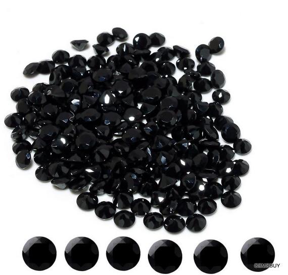 5 Pieces 6mm Black Spinel Faceted Round Loose Gemstone, Black Spinel Round Faceted Aaa Quality Gemstone, Black Spinel Faceted Gemstone