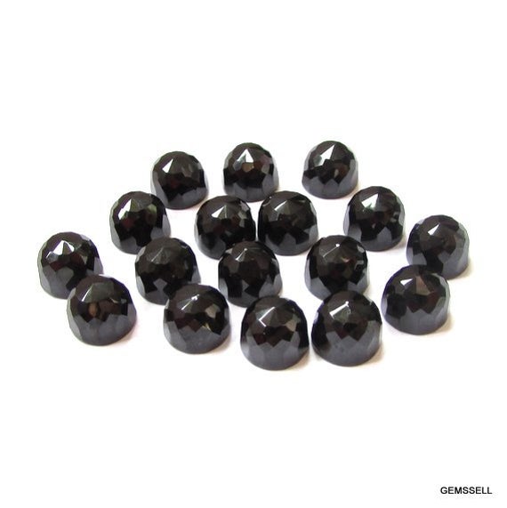 8mm Black Spinel Rosecut Round Dome Shape Micro Faceted Rosecut Aaa Quality Gemstone, Black Spinel Round Rosecut Loose Gemstone