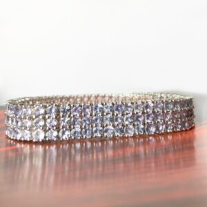 Sterling Silver Link Bracelet Natural Tanzanite (16.00 ct) Bracelet, Appraised 2,257 USD
