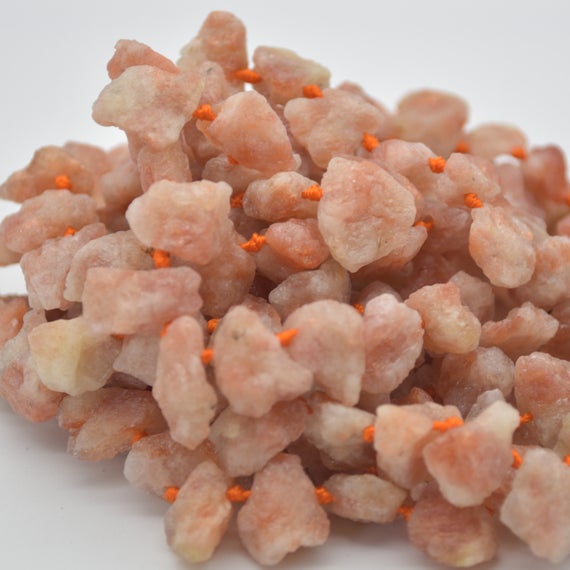 Raw Natural Sunstone Semi-precious Gemstone Small  Chunky Nugget Beads - 13mm X 15mm  - 16" Strand