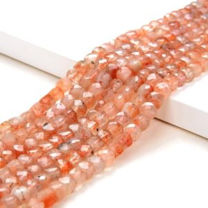Shop Sunstone Faceted Beads! 5MM Golden Sunstone Gemstone Grade AA Micro Faceted Square Cube Loose Beads (P3) | Natural genuine faceted Sunstone beads for beading and jewelry making.  #jewelry #beads #beadedjewelry #diyjewelry #jewelrymaking #beadstore #beading #affiliate #ad