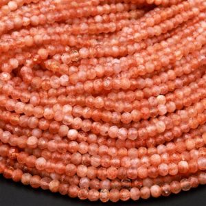 Shop Sunstone Faceted Beads! AA Natural Sunstone Faceted Rondelle Beads 4mm 15.5" Strand | Natural genuine faceted Sunstone beads for beading and jewelry making.  #jewelry #beads #beadedjewelry #diyjewelry #jewelrymaking #beadstore #beading #affiliate #ad