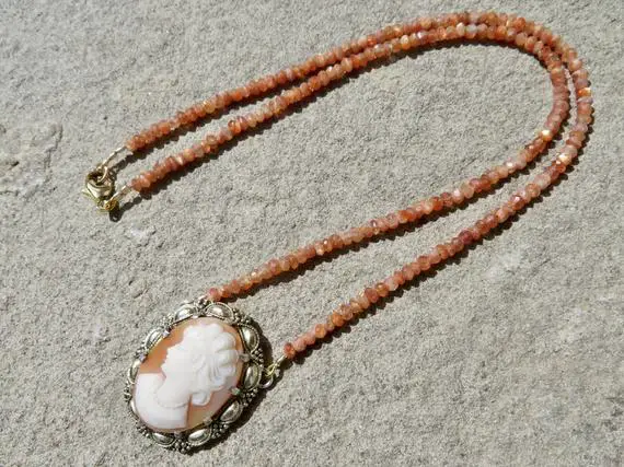 Theodor Fahrner Jewelry, Cameo Necklace, Sunstone Necklace