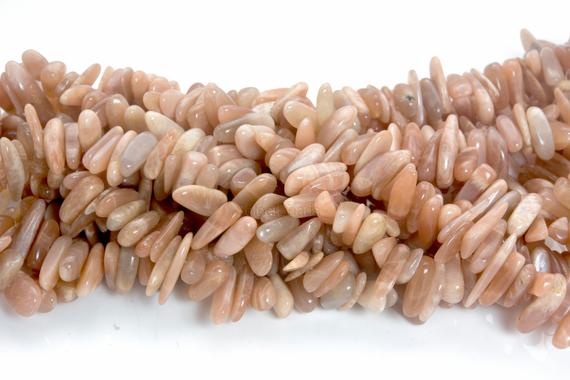 Pink Sunstone Stick Beads -  Natural Sunstone Spike Beads - Stick Spike Stone Pendant Beads - Polished Tooth  Beads -  Pink Beads -15inch