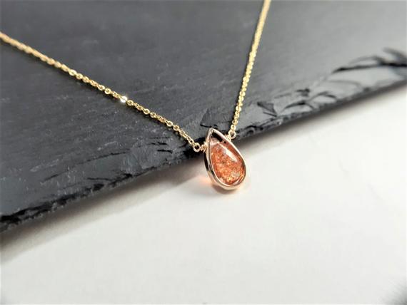 Sunstone Necklace, Necklaces For Women / Handmade Jewelry / Sunstone Pendant, Crystal Healing, Gemstone Necklace, Dainty Necklace, Layered