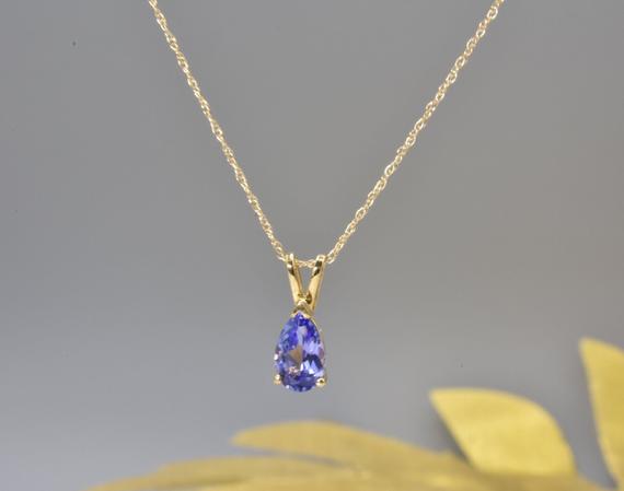 Natural Tanzanite Necklace In 14kt Solid Gold, Ready To Ship Gift, December Birthstone, Jewelry Gift, Gemstone Jewelry, Birthday Gift