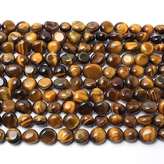 Yellow Tigers Eye Beads, Natural Gemstone Beads, Nugget Beads, 8-10mm 15''