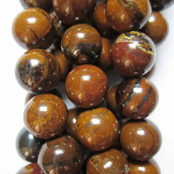 Genuine Yellow Tiger Iron Beads - Round 8 Mm Gemstone Beads - Full Strand 16", 50 Beads, Aa Quality