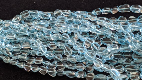 10-12mm Blue Topaz Beads, Natural Blue Topaz Plain Free Form Shape Tumble Beads, Blue Topaz Beads For Jewelry (4in To 16in Options) - Aag81