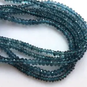 Shop Topaz Faceted Beads! Rare 3mm or 4mm London Blue Topaz Micro Faceted Rondelle Gemstone Beads 8 Inch Strand, GDS1049/11 | Natural genuine faceted Topaz beads for beading and jewelry making.  #jewelry #beads #beadedjewelry #diyjewelry #jewelrymaking #beadstore #beading #affiliate #ad