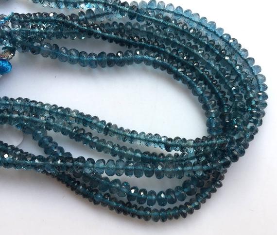 Rare 3mm London Blue Topaz Micro Faceted Rondelle Beads, Faceted Blue Topaz Rondelles, 8 Inch Strand, Gds1049/11