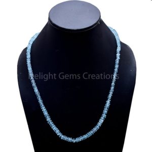 Shop Topaz Necklaces! Swiss Blue Topaz Beaded Necklace, 5mm-6mm Topaz Faceted Rondelle Beads Necklace, AAA High Quality Topaz Jewelry, Precious Gemstone Necklace | Natural genuine Topaz necklaces. Buy crystal jewelry, handmade handcrafted artisan jewelry for women.  Unique handmade gift ideas. #jewelry #beadednecklaces #beadedjewelry #gift #shopping #handmadejewelry #fashion #style #product #necklaces #affiliate #ad