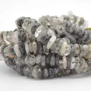 Natural Tourmalinated Quartz Semi-precious Gemstone Chunky Chips Nuggets Beads – 8mm – 15mm x 1mm – 6mm – 15" strand | Natural genuine chip Tourmalinated Quartz beads for beading and jewelry making.  #jewelry #beads #beadedjewelry #diyjewelry #jewelrymaking #beadstore #beading #affiliate #ad