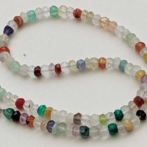 Shop Tourmaline Necklaces! 4mm Multi Gemstone Faceted Rondelle Beads, Natural Multi Gemstone Beads, Multi Tourmaline Necklace, 12 Inch – PAG17 | Natural genuine Tourmaline necklaces. Buy crystal jewelry, handmade handcrafted artisan jewelry for women.  Unique handmade gift ideas. #jewelry #beadednecklaces #beadedjewelry #gift #shopping #handmadejewelry #fashion #style #product #necklaces #affiliate #ad