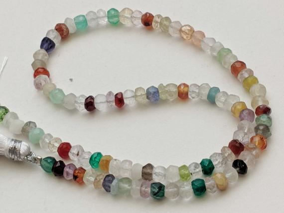 4mm Multi Gemstone Faceted Rondelle Beads, Natural Multi Gemstone Beads, Multi Tourmaline Necklace, 12 Inch - Pag17