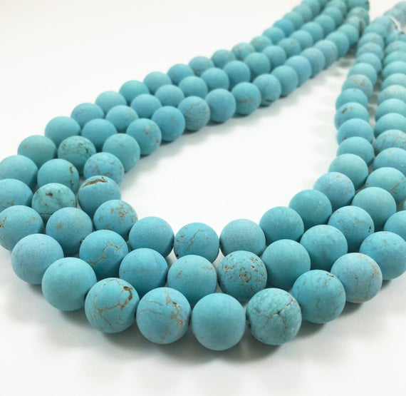 8mm Matte Blue Turquoise Beads, Turquoise Gemstones, Gemstones Beads
