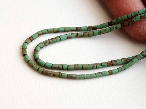 1.5-2.5mm Afghanistan Turquoise Beads, 12 Inches Greenish Blue Colored Turquoise Tube Rondelles For Jewelry (1strand To 10strands Option)