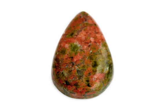 Unakite Drop Gemstone Cabochon (24mm X 16x 7mm) - Natural Unakite Stone - Loose Crystal