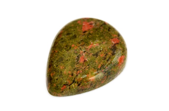 Unakite Drop Gemstone Cabochon (26mm X 19mm X 7mm) - Natural Unakite Stone