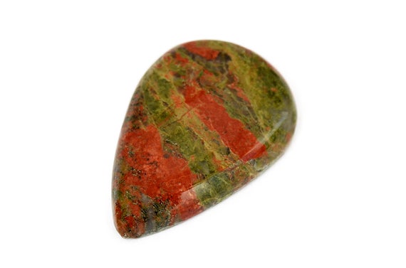 Natural Unakite Gemstone (34mm X 23mm X 7mm) - Drop Cabochon Stone - Natural Unakite Cab