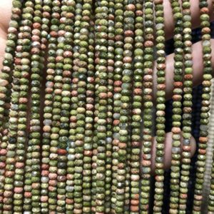 Shop Unakite Faceted Beads! Unakite Faceted Beads, Natural Gemstone Beads, Red Green Unakite Nice Cut Rondelle Stone Beads 2x3mm 15'' | Natural genuine faceted Unakite beads for beading and jewelry making.  #jewelry #beads #beadedjewelry #diyjewelry #jewelrymaking #beadstore #beading #affiliate #ad