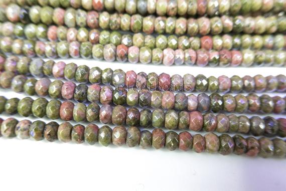 Unakite Faceted Rondelle Beads - Green Gemstone Beads - Faceted Gemstone Beads - Quality Gemstone Beads - Wholesale Beads And Charms -15inch