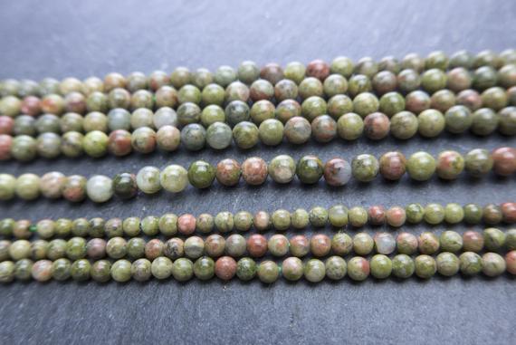 Spacers Green Unakite 2mm Beads - Natural Jasper Gemstone 3mm Beads - Natural Gemstone Spacer Beads -  2mm Semi Precious Beads -15 Inch