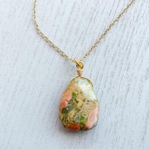 Third Eye Chakra Necklace, Unakite Pendant Necklace, Clairvoyant Necklace, Healing Crystal Necklace, Raw Boho Necklace, Raw Crystal Jewelry | Natural genuine Unakite pendants. Buy crystal jewelry, handmade handcrafted artisan jewelry for women.  Unique handmade gift ideas. #jewelry #beadedpendants #beadedjewelry #gift #shopping #handmadejewelry #fashion #style #product #pendants #affiliate #ad