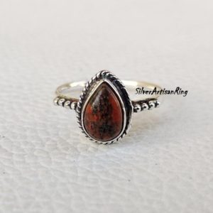 Shop Unakite Rings! Unakite Ring ~ 925 Sterling Silver Ring~ Gemstone Ring ~ Handmade Ring~ Beatiful Ring~ Women Ring~ Stylish Ring~ Pear Stone Shape Ring.. | Natural genuine Unakite rings, simple unique handcrafted gemstone rings. #rings #jewelry #shopping #gift #handmade #fashion #style #affiliate #ad