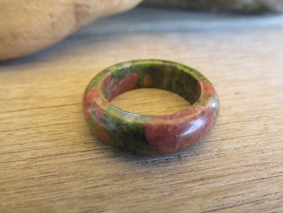 Unakite Ring Solid Gemstone Band Solid Gemstone Ring Unakite Band Ring Magick Witchcraft Wicca Pagan New Age Healing Gift.