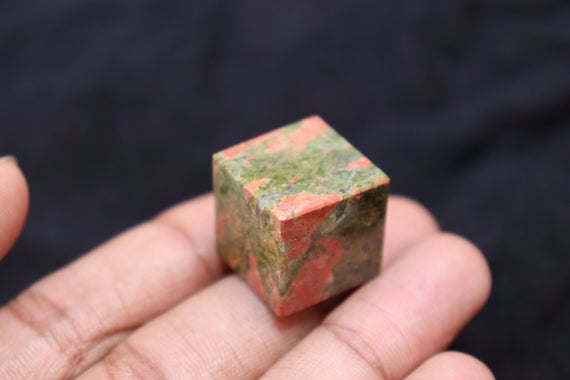 Natural Unakite Cube Stone Crystal, Polishing Unakite Crystal Cube, Healing Stone Divination, Natural Unakite Crystal Cude Stone. Cube Stone