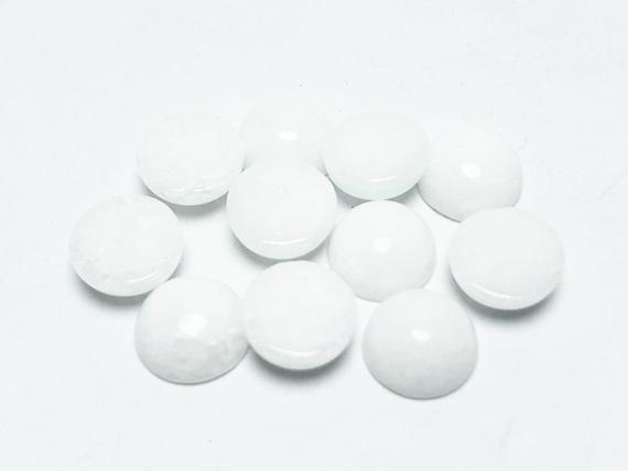 10pcs White Jade Cabochon, Round Flat Backs, Cracking Pattern Natural Stone, Jewelry Making Supplies 8mm 10mm 12mm