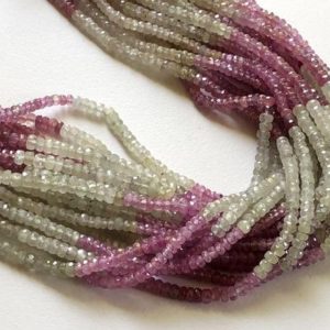 3-4mm Umba Sapphire Beads, Natural Umba Sapphire Faceted Rondelles, Umba Sapphire For Jewelry, Pink & White Sapphire (7in To 14in)-aag10