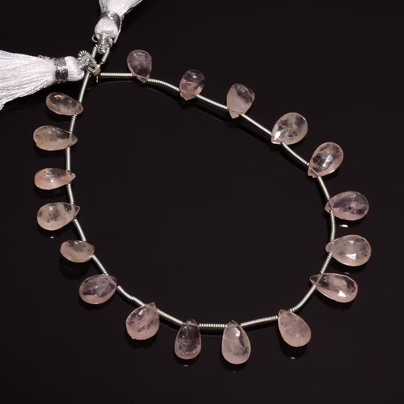Wonderful Morganite Loose Gemstone Beads | 8x6 To 12x6 Mm Teardrop Shape Faceted Beads Strand | Handmade Polished Gemstone Beads | On Sale
