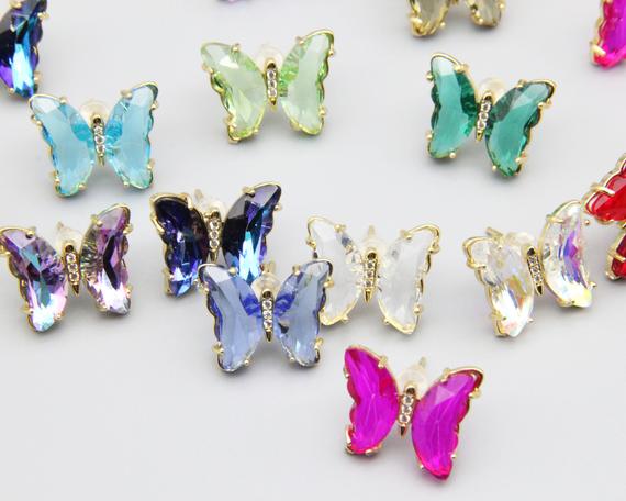 17 Colors Zircon Butterfly Earrings,hypoallergenic Earrings Available,animals Earrings,plated 18k Gold Earring,wholesale Earrings Jewelry.