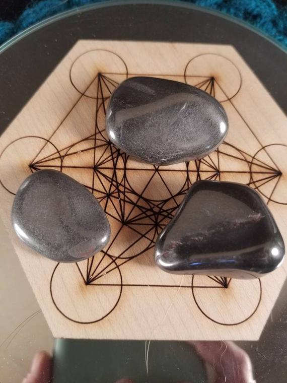 3 Large Hematite Tumbled Stones Healing Crystal Meditation Stone Chakra Reiki