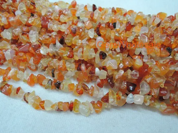 34" Carnelian 5x10mm Chips , Red Agate Small Chips Gemstone, Semi-precious Stone, Orange Color Small Diy Jewelry Beads, Gemstone Wholesaler